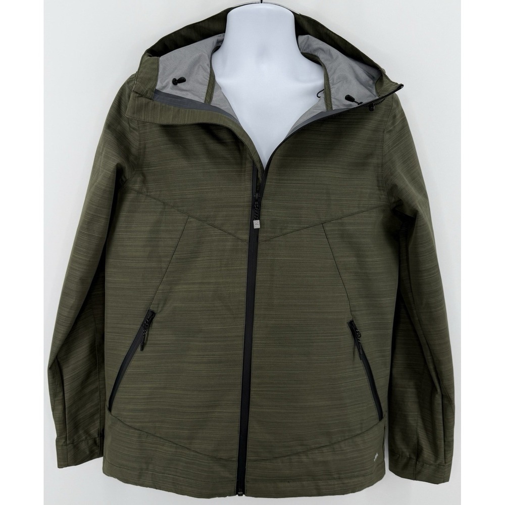 Roots73 Jacket Mens Small Hooded Full Zip Green Waterproof Outdoor Rain